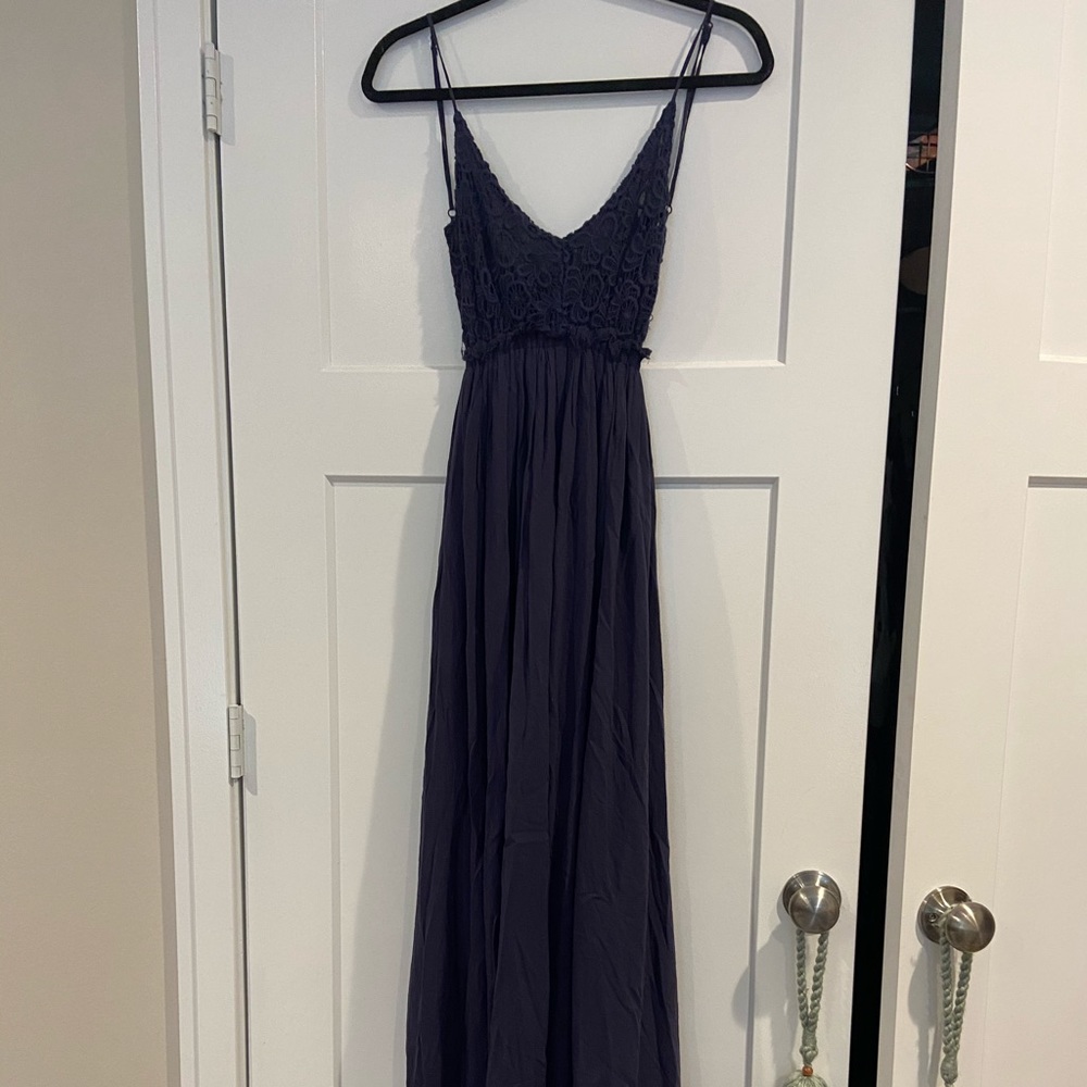 Navy Maxi Dress, Open Back